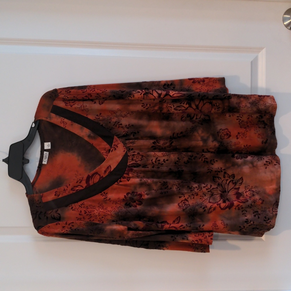 NWOT Cato 3/4 Sleeve Blouse with Velvet Applique Size XL